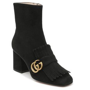 NEW Gucci Marmont 75 Bootie - Black Suede